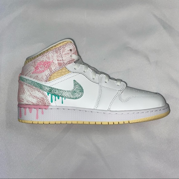 Jordan Shoes - Nike Air Jordan 1 Mid GS Ice Cream Paint Drip 7Y